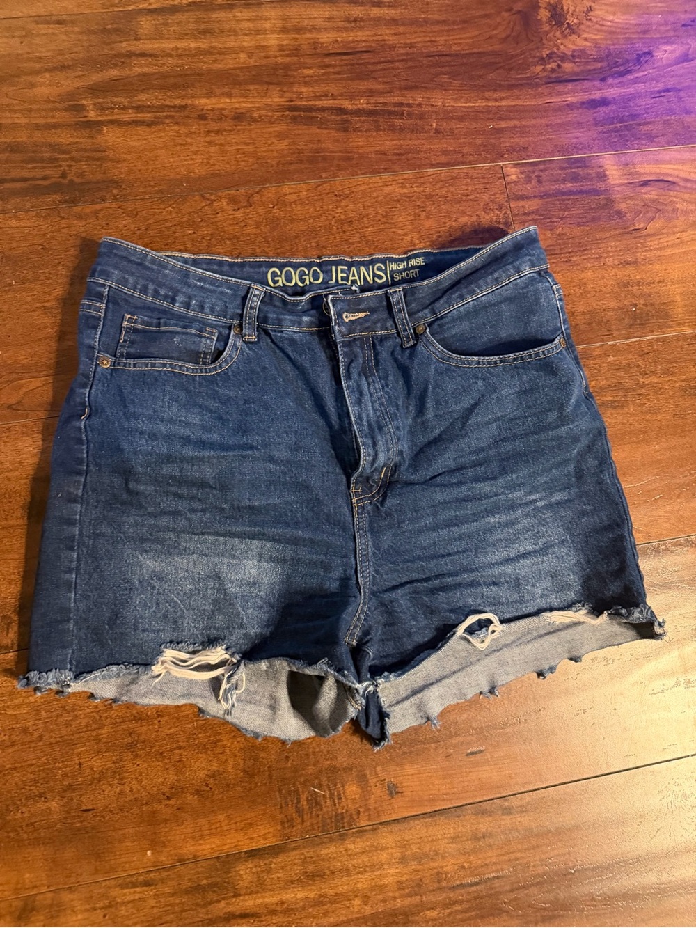 Women's Dark Blue High-Rise Denim Shorts